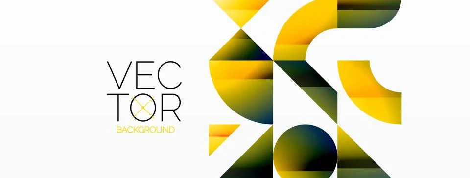 Abstract masterpiece formed by delicate interplay of circles, squares, and Stock Illustration