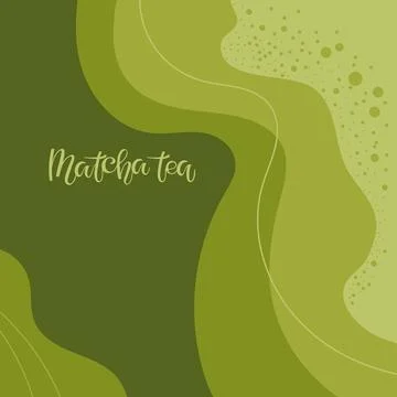 Abstract matcha green Tea background. Smooth green waves Flat vector isolated Stock Illustration