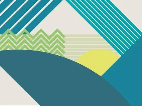 Abstract material design landscape vector background. Mountains and forests Stock Illustration