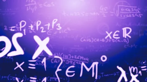 Abstract math and science formulas over neon purple background Stock Footage 332910954