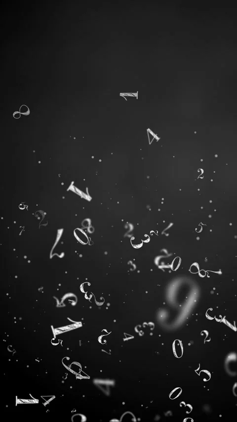 Abstract math number background. Black white colors random sign flying border Stock Footage 283559880