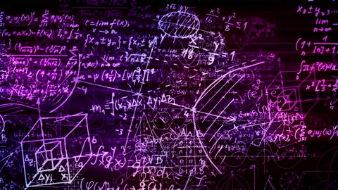 The abstract mathematical formulas moves in the virtual space. looped Stock Footage 92932845