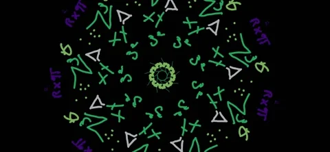 Abstract Mathematical Mandala Animation with Hand-Drawn Geometric Symbols Stock Footage 336925403