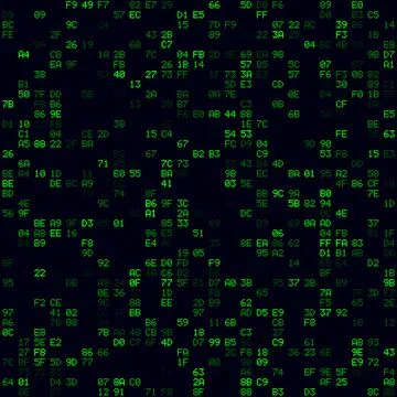 Abstract Matrix background. Green sparse hexademical pairs background. Medi.. Stock Illustration