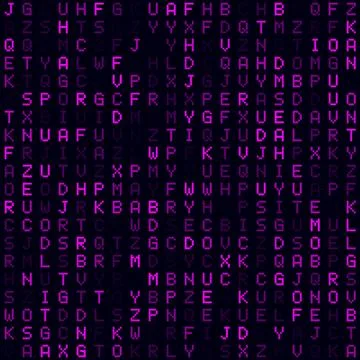 Abstract Matrix background. Magenta filled alphabet letters background. Sma.. Stock Illustration