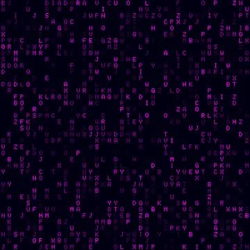 Abstract Matrix background. Magenta sparse alphabet letters background. Med.. Stock Illustration