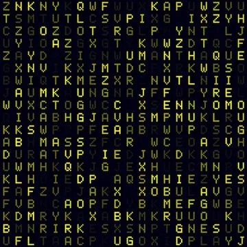 Abstract Matrix background. Yellow filled alphabet letters background. Smal.. Stock Illustration