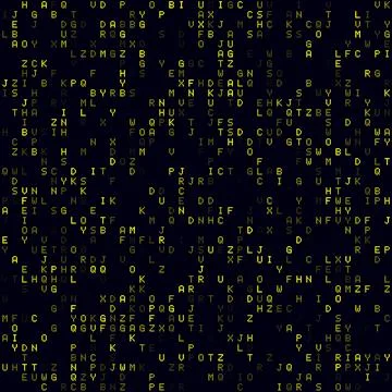 Abstract Matrix background. Yellow sparse alphabet letters background. Medi.. Foto stock