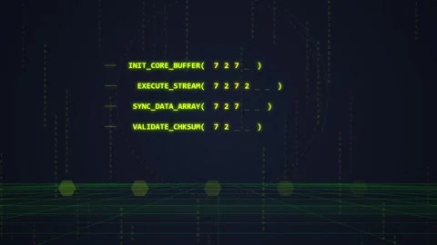 Abstract Matrix Code Flow with Digital Data Streams and Futuristic Network Gr Stock Footage 348415587