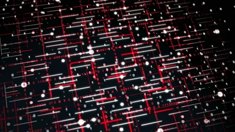 Abstract Matrix Grid with Binary Code Technology Background. Data Stream  Loop Stock Footage 138698100