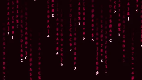 Abstract Matrix Rain Graphic Background with Cyberpunk Red Tones Stock Footage 340274029