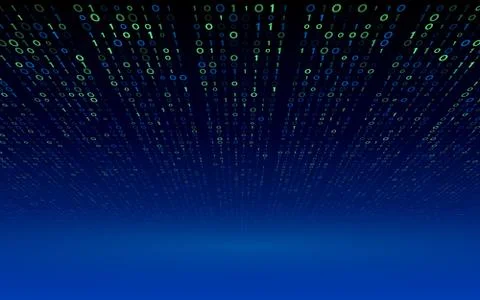 Abstract matrix technology concept. Perspective binary code on a blue backgro Stock Illustration