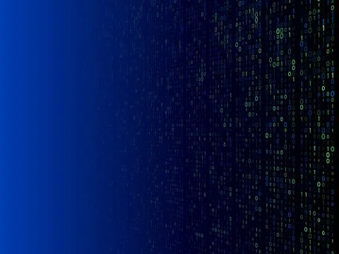 Abstract matrix technology concept. Perspective binary code on a blue backgro Stock Illustration