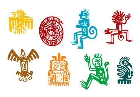 Abstract maya and aztec art symbols Stock Illustration