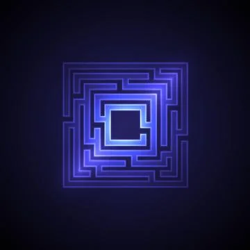 Abstract maze background with glowing light Stock Illustration
