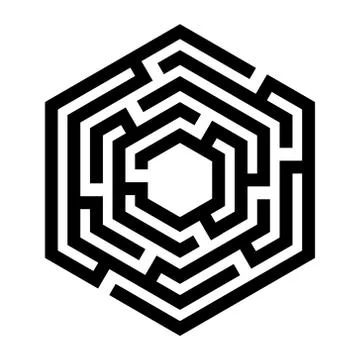 Abstract maze background. Labyrinths in shape of hexahedron. Stock Illustration