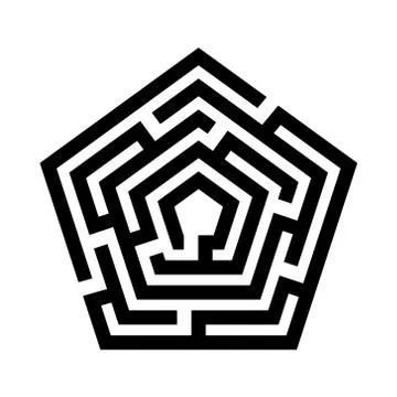 Abstract maze background. Labyrinths in shape of pentahedron Stock Illustration