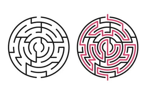 Abstract maze / labyrinth with entry and exit. Stock Illustration