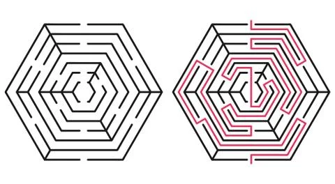 Abstract maze / labyrinth with entry and exit. Stock Illustration