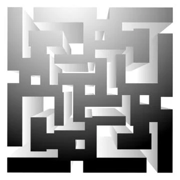 Abstract maze, labyrinth like shape on white. vector art. イラスト素材