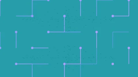 Abstract maze pattern connecting dots on distressed brown background Stock Footage 336770585