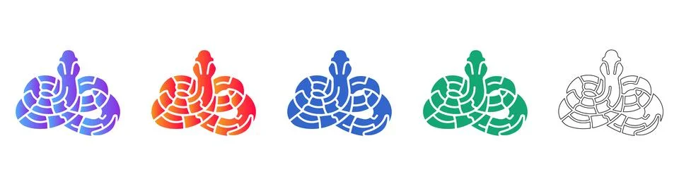 Abstract Maze Pattern Snake Icon Set 库存插图