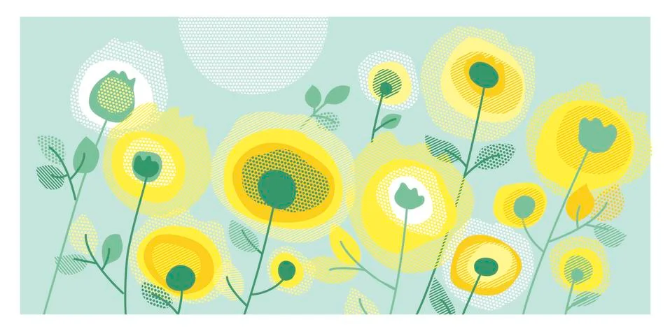 Abstract meadow dandelion geometric elements for header イラスト素材