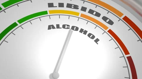 Abstract measuring device. Influence of alcohol on libido. Scales of cause and Stock Footage 246167792