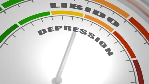 Abstract measuring device. Influence of depression on libido. Scales of cause Stock Footage 249369859