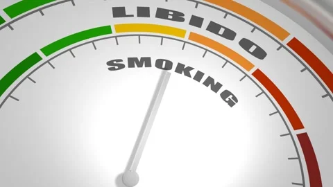 Abstract measuring device. Influence of smoking on libido. Scales of cause and Stock Footage 246784224