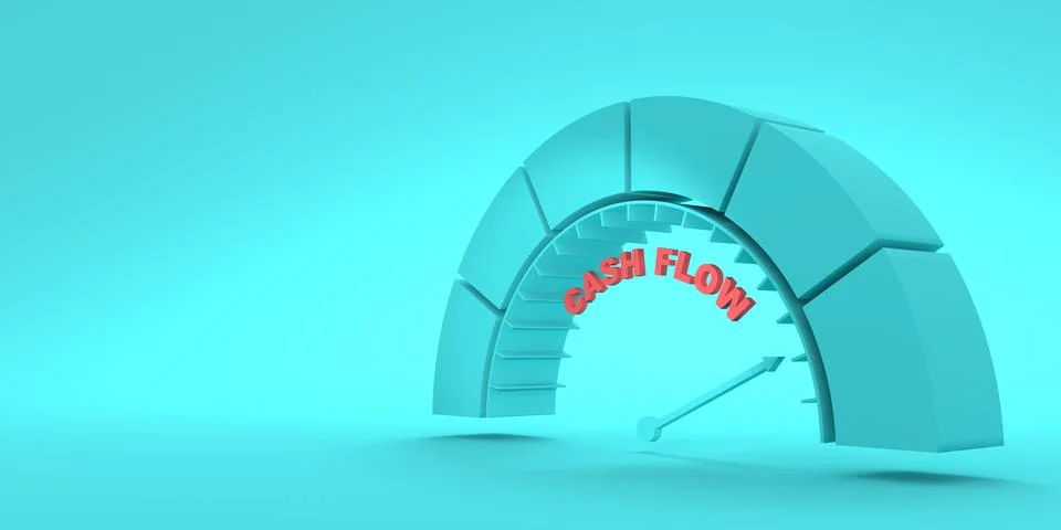 Abstract measuring device panel of cash flow. 3D Render Stock Illustration