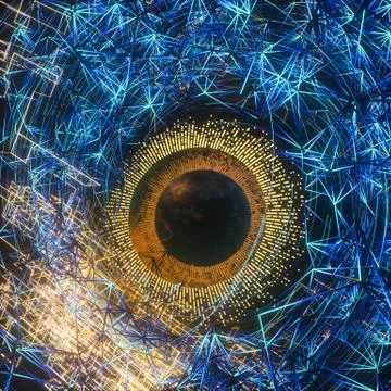 Abstract mechanical eyeball with high-tech line, 3d rendering. Stock Illustration