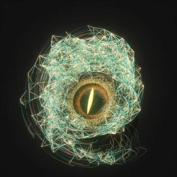 Abstract mechanical eyeball with high-tech line, 3d rendering. Stock Illustration