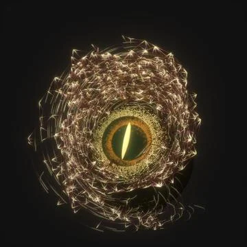 Abstract mechanical eyeball with high-tech line, 3d rendering. Stock Illustration