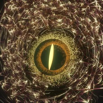 Abstract mechanical eyeball with high-tech line, 3d rendering. Stock Illustration