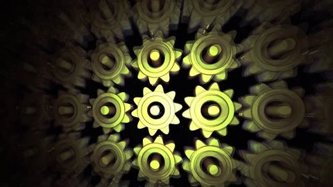 Abstract Mechanical Gears Rotating in Dynamic Motion. Stock Footage 333917558