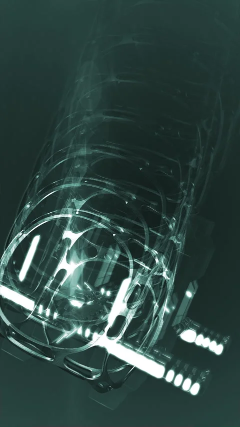 Abstract mechanical structure rotating in space Stock Footage 341874592