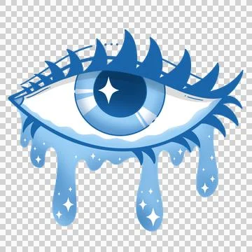 Abstract melting eye flat design showing blue iris with sparkling drips, Stock Illustration