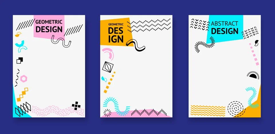 Abstract Memphis modern geometric vector posters Stock Illustration