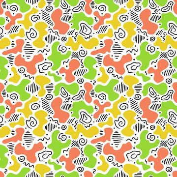 Abstract memphis seamless pattern. Vector cartoon illustration icon design Stock Illustration