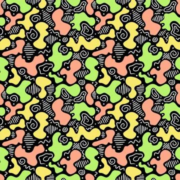 Abstract memphis seamless pattern. Vector cartoon illustration icon design Stock Illustration