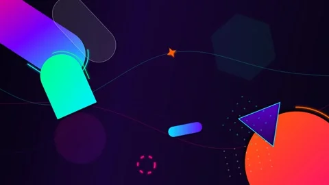 Abstract Memphis Style Animation With Geometric Shapes Stock Footage 340810640