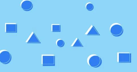 Abstract Memphis Style Background with Blue Geometric Shapes Stock Illustration