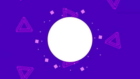 Abstract memphis style background with geometric shapes and white circle fo.. Stock Footage 334265201