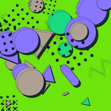 Abstract Memphis style geometric pattern background with colorful shapes on.. Stock Illustration