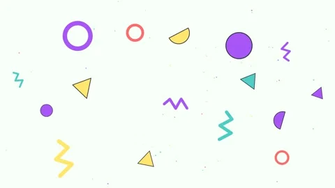 Abstract Memphis Style Geometric Shapes Motion Background, 90s Retro Pop Art Stock Footage 338342791