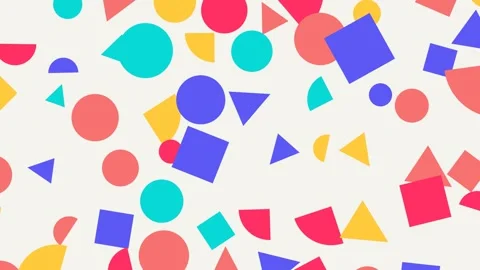 Abstract Memphis Style Geometric Shapes Floating on White Background Vídeo Stock 339369917