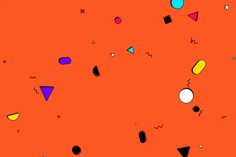 Abstract Memphis Style Graphic Pattern Design Featuring Floating Geometric .. Stock Illustration