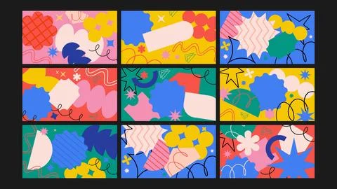 Abstract Memphis-style shape background Set Stock Illustration