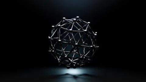 Abstract Mesh of Molecular Structure. Connected Metallic Spheres Illustrazione stock